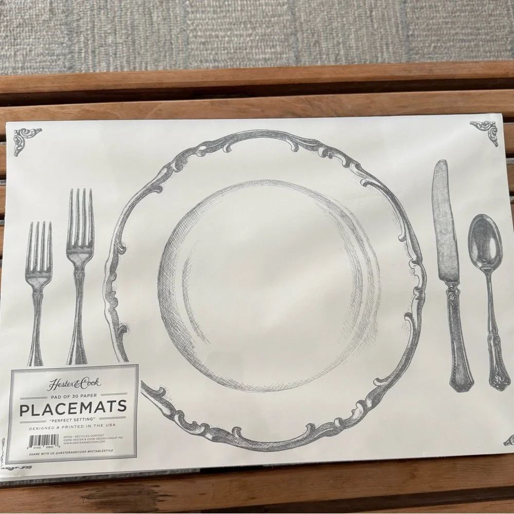 Hester‎ & Cook “Perfect Setting” Paper Placemat 30 Sheet Pad Party Pack. New